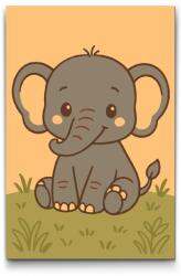  Festés számok szerint - Kiselefánt a réten Méret: 40x60cm, Keretezés: Műanyagtáblával