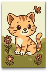  Festés számok szerint - Kiscica a réten Méret: 20x30cm, Keretezés: Kartonlemezen