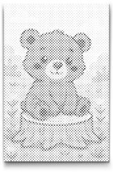  PontPöttyöző - Mackó a fatönkön Méret: 40x60cm, Keretezés: Keret nélkül (csak a vászon), Szín: Zöld