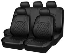 Ro Group Set Huse Scaune Auto pentru Mitsubishi Pajero - RoGroup Roma, piele ecologica, cu fermoare pentru bancheta rabatabila, negru, 9 piese