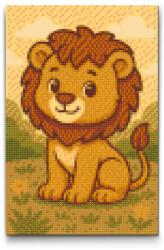  Gyémántszemes kirakó - Oroszlánkölyök a réten Méret: 20x30cm, Keretezés: Keret nélkül (csak a vászon), Gyémántok: Négyzet alakú