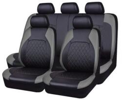 Ro Group Set Huse Scaune Auto pentru Citroen Xsara Picasso - RoGroup Roma, piele ecologica, cu fermoare pentru bancheta rabatabila, gri cu negru, 9 piese