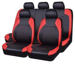 Ro Group Set Huse Scaune Auto pentru Land Rover Freelander - RoGroup Roma, piele ecologica, cu fermoare pentru bancheta rabatabila, rosu cu negru, 9 piese