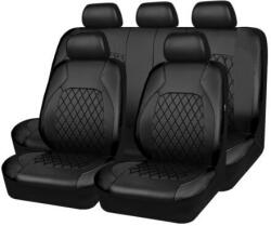 Ro Group Set Huse Scaune Auto RoGroup Roma, piele ecologica, cu fermoare pentru bancheta rabatabila, 9 Bucati, culoare negru