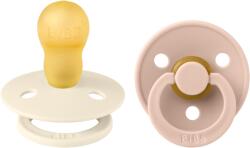 BIBS - Set 2 suzete Colour Latex, tetina rotunda, 18 luni +-Ivory/Blush
