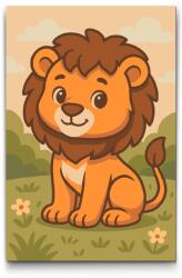  Festés számok szerint - Oroszlánkölyök a réten Méret: 20x30cm, Keretezés: Műanyagtáblával