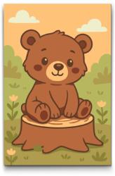  Festés számok szerint - Mackó a fatönkön Méret: 40x60cm, Keretezés: Műanyagtáblával