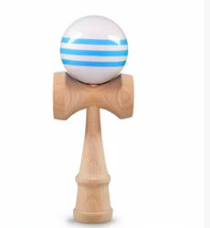 Flippy Jucarie Interactiva Kendama Profesionala, Original Super Sticky - Flippy, din Lemn, 18 cm, Joc de Indemanare pentru Copii si Adulti, Dark white -three blue lines (teo-163881)