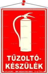  Információs tábla, 12, 5x17, 5 cm, fluoreszkáló, utánvilágítós, Tűzoltókészülék