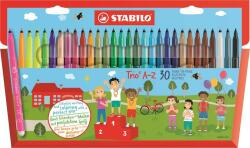STABILO Filctoll készlet, 0, 7 mm, STABILO Trio A-Z, 30 különböző szín