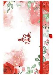 TopTimer Naptár, tervező, A5, heti, TOPTIMER, Csak Nőknek, piros virág