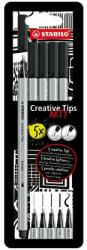 STABILO Tűfilc készlet, STABILO Creative Tips ARTY, fekete, 5 különböző vastagság