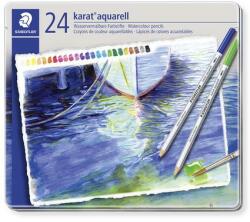 STAEDTLER Akvarell ceruza készlet, hatszögletű, fém doboz, STAEDTLER Karat® aquarell 125, 24 különböző szín