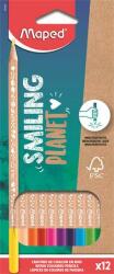 Maped Színes ceruza készlet, háromszögletű, FSC, MAPED Smiling Planet, 12 különböző szín