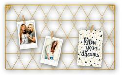 Képkeret, fém, 3 db fa csipesszel, 30x50 cm, Zep Cambria, arany