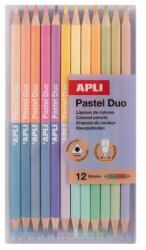 APLI Színes ceruza készlet, kétvégű, háromszögletű, APLI Pastel Duo, 24 különböző pasztel szín