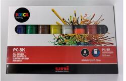 uni Dekormarker készlet, 8 mm, vágott, UNI Posca PC-8K, 8 különböző szín