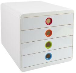 Exacompta Irattároló, műanyag, 4 fiókos, EXACOMPTA Pop-Box, fehér