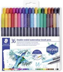STAEDTLER Ecsetirón készlet, 0, 5-0, 8/1, 0-6, 0 mm, kétvégű, STAEDTLER 3001, 36 szín