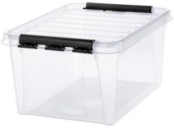 SMARTSTORE Műanyag tárolódoboz, 32 liter, fekete fogantyúkkal, SMARTSTORE Classic 31, átlátszó