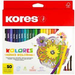 Kores Színes ceruza készlet, háromszögletű, KORES Triangular, 50 különböző szín