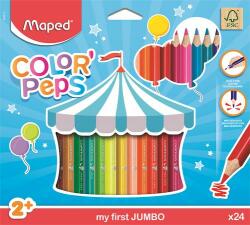 Maped Színes ceruza készlet, háromszögletű, vastag, MAPED Jumbo, 24 különböző szín