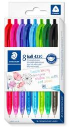 STAEDTLER Golyóstoll, 0, 5 mm, nyomógombos, STAEDTLER® 4230 M, 8 különböző szín
