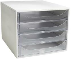 Exacompta Irattároló, műanyag, 4 fiókos, EXACOMPTA Ecobox Office, szürke-áttetsző