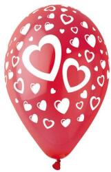  Léggömb, 30 cm, piros szívek - oneclick