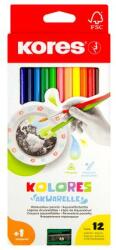 Kores Akvarell ceruza készlet, hegyezővel, ecsettel, KORES, 12 különböző szín - oneclick
