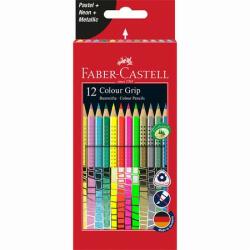 Faber-Castell Színes ceruza készlet, háromszögletű, FABER-CASTELL Colour Grip, 12 különböző szín