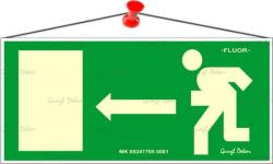  Információs tábla, 25x11, 5 cm, fluoreszkáló, utánvilágítós, Menekülési irány balra