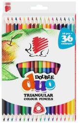 ICO Színes ceruza készlet, kétvégű, háromszögletű, ICO Süni, 36 különböző szín