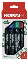 Kores Alkoholos marker készlet, 1-3 mm, vágott, KORES Eco K-Marker, 4 különböző szín