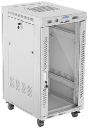 Lanberg 19 szabadon álló rack szekrény 22U/600X800 üvegajtó, lapraszerelt, LCD kijelző, szürke V2 (FF01-6822-12SL)