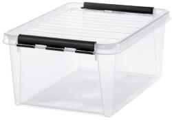 SMARTSTORE Műanyag tárolódoboz, 14 liter, fekete fogantyúkkal, SMARTSTORE Classic 15, átlátszó