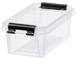 SMARTSTORE Műanyag tárolódoboz, 0, 3 liter, fekete fogantyúkkal, SMARTSTORE Classic 0, 5, átlátszó - oneclick