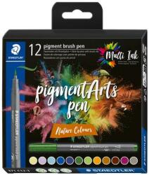 STAEDTLER Ecsetirón készlet, STAEDTLER Pigment brush 371, 12 különböző természeti szín