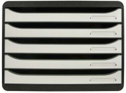 Exacompta Irattároló, műanyag, 5 fiókos, EXACOMPTA BIigBox Glossy, fekete-fehér