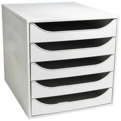 Exacompta Irattároló, műanyag, 5 fiókos, EXACOMPTA Ecobox Office, szürke