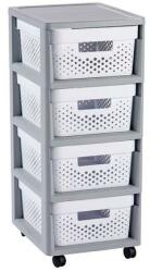 Keter Fiókos tároló, újrahasznosított műanyag, 4x11 l, CURVER Infinity, szürke/fehér