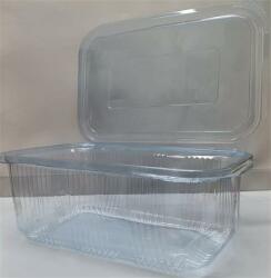  Ételtároló doboz, egybefedeles, újrahasznosított műanyag, szögletes, 1000 ml, 100 db, Party, víztiszta