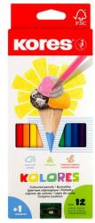 Kores Színes ceruza készlet, háromszögletű, KORES Triangular, 12 különböző szín