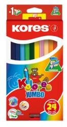 Kores Színes ceruza készlet, háromszögletű, jumbo, KORES Kolores Jumbo, 24 különböző szín