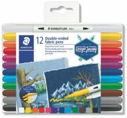 STAEDTLER Textilfilc, kétvégű, STAEDTLER® 3190, 12 különböző szín