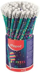Maped Grafitceruza radírral, ceruzatartó, HB, háromszögletű, MAPED Pixel Party, 72 darab