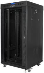 Lanberg 19 szabadon álló rack szekrény 22U/600X600 üvegajtó, lapraszerelt, LCD kijelző, fekete V2 (FF01-6622-12BL)