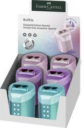 Faber-Castell Hegyező, kétlyukú, tartályos, display, FABER-CASTELL RollOn Sparkle, metál színek