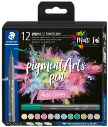 STAEDTLER Ecsetirón készlet, STAEDTLER Pigment brush 371, 12 különböző pasztell szín