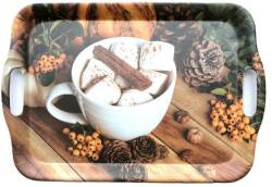  Tálca, szögletes, műanyag, kávéház mintás, 35, 5x25, 5 cm - oneclick